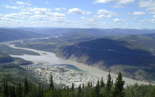 A Yukon és Klondike folyók találkozása, Dawson City, Yukon, Kanada